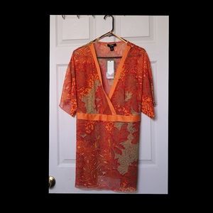 Orange blouse with Waist tie back